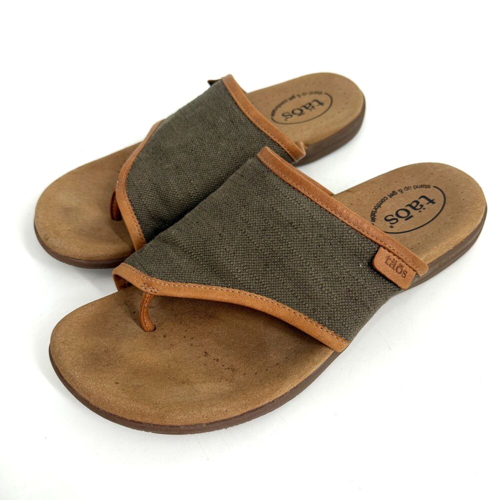 Taos Boundary Hemp Olive Green Sandals Thong Gorpcore Classic Casual Size 9